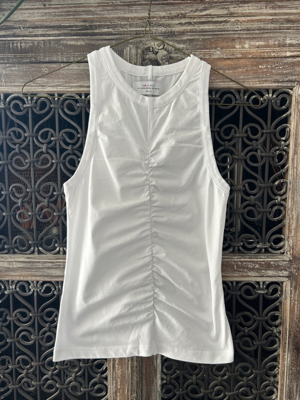 Sold Out NYC White Ruched Tank Top